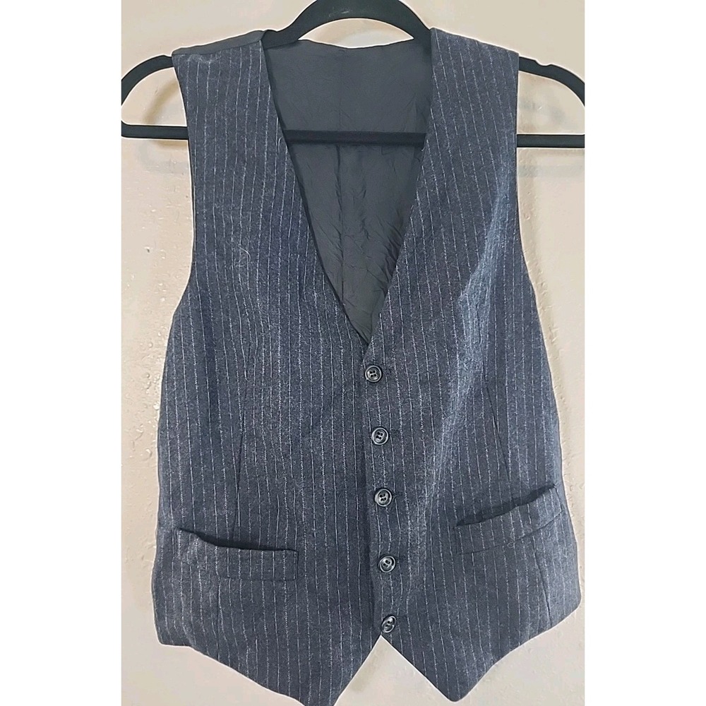 Vtg Wool Suit Vests Mens 34  Tweed Navy Pinestripe  Formal Wedding Business 60s